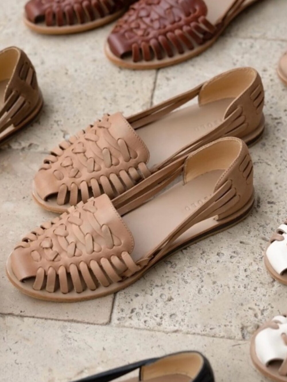 Nisolo Women's Huarache Sandal 9.5 Tan Brown Leather Slip On Casual